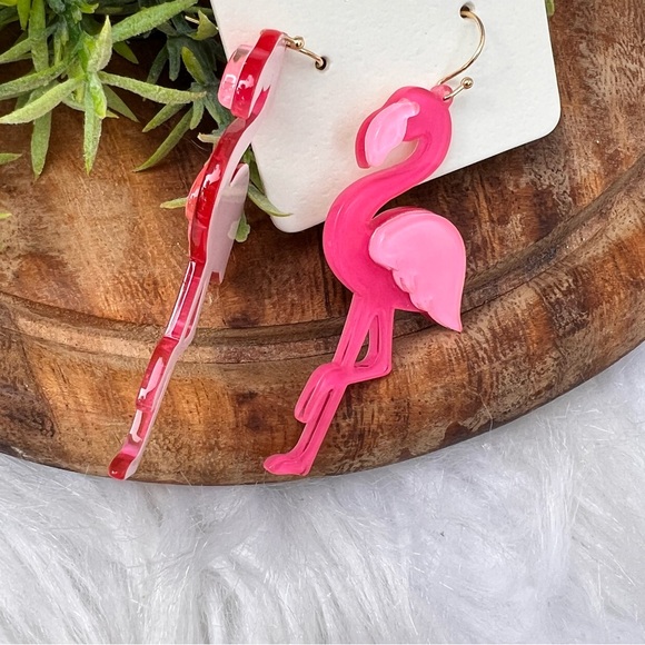 Flamingo Pink Large Statement Earrings New Boutique - Picture 8 of 8